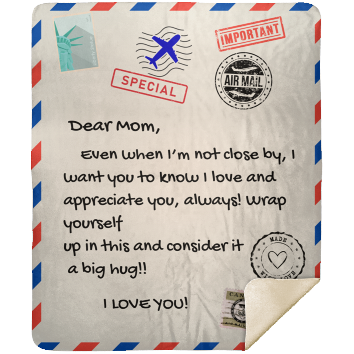 To Mom Letter Blanket| Gifts for Mom| Gifts from Daughter| Blanket Letter to Mom| Long Distance Mom and Daughter| Minky Blanket