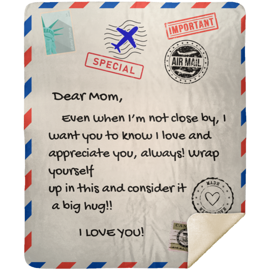 To Mom Letter Blanket| Gifts for Mom| Gifts from Daughter| Blanket Letter to Mom| Long Distance Mom and Daughter| Minky Blanket