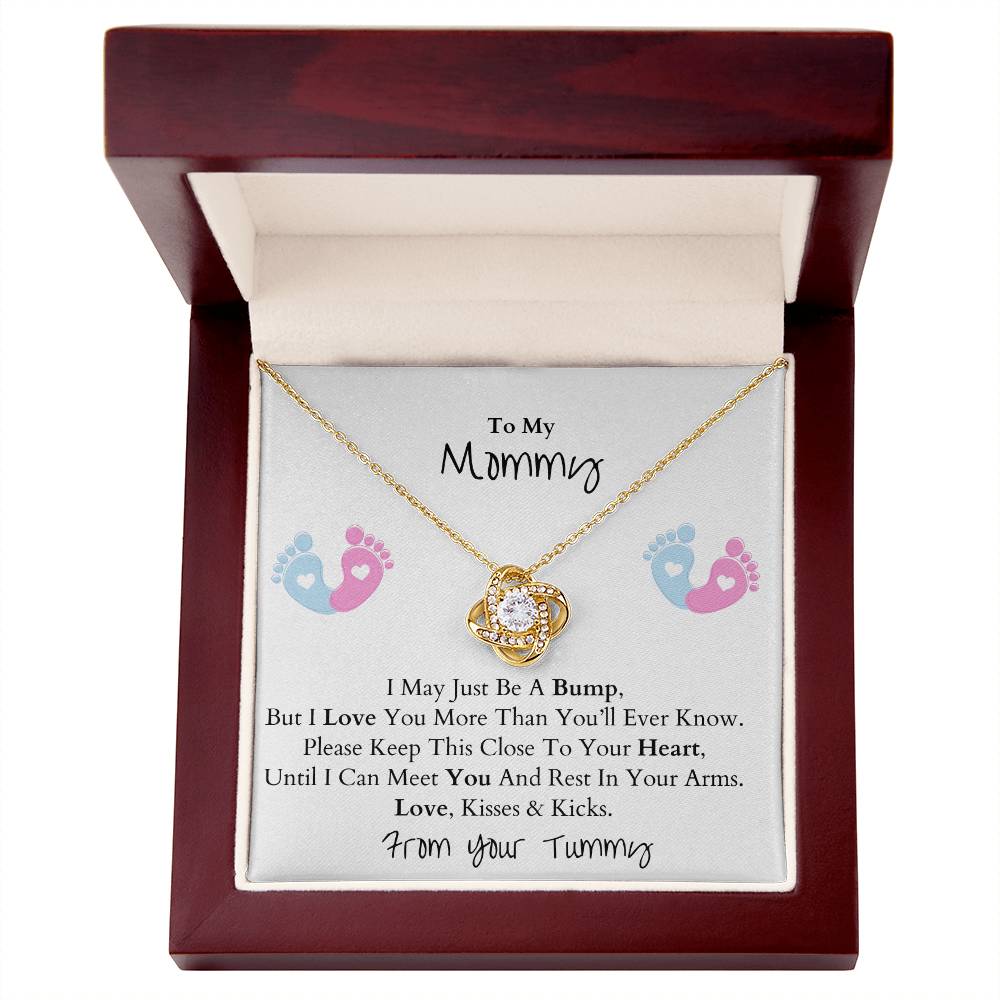 Mommy To Be, Baby Feet Love Knot Necklace, Mother's Day Gift